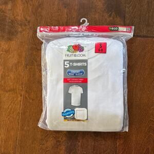 Fruit of the Loom Boys White T Shirts Crew Cotton Undershirt 5 Pack Small 6 - 8